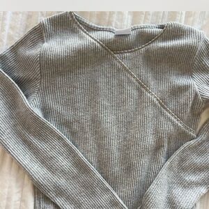 Zara Light Gray Ribbed Women's Sweater